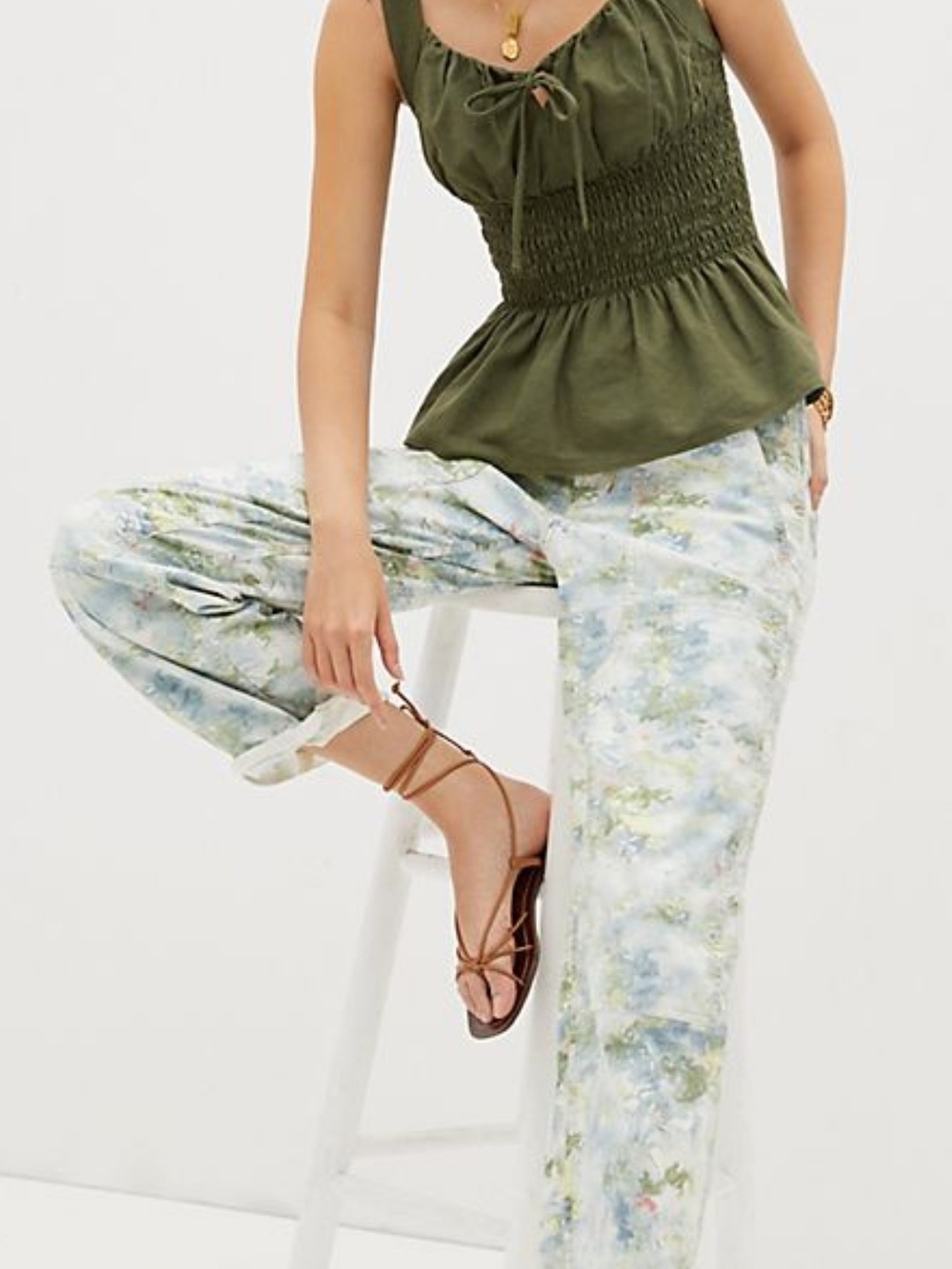 Anthropologie  Blue-Green Watercolor Straight-Leg Pants